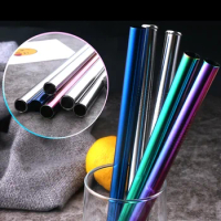 4Pcs 12mm Metal Boba Straw 304 Stainless Steel Drinking Straws Set with Brush Reusable Smoothie Straws Extra Wide for Bubble Tea