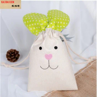 50pcs/Lot Blank Sublimation Easter bag storage bag thermal heat transfer drawstring Linen bags rabbit bag