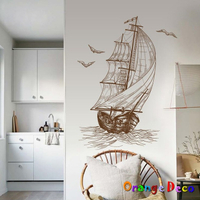 壁貼【橘果設計】手繪帆船 DIY組合壁貼 牆貼 壁紙 室內設計 裝潢 無痕壁貼 佈置