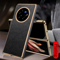 Cross Leather Phone Plating Case For vivo X Fold3 Pro 5G Gold Electroplated Shockproof Cover For VIVO X Fold 3 Fold2 Flip Cover