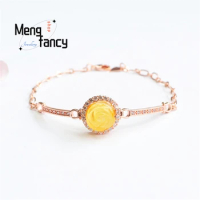Natural Chicken Oil Yellow Honey Wax Amber Flower Bracelet Simple Elegant Personalized Charm Fashion Versatile Exquisite Jewelry