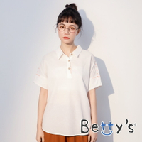 betty’s貝蒂思Outlet 　小文青襯衫領棉麻上衣 (白色)