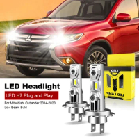 2PCS For Mitsubishi Outlander 2014-2020 Low Beam Led Bulb H7 Without Fan Headlight Bulb 60W 6000K Plug and Play 12V H7
