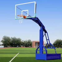 Standard Height 3.05m Blue Hydraulic Basketball Goal Stand Rack Adult Basket Ball Hoop Games School Outdoor Sports Gym Equipment