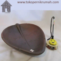 Gerabah - Piring Besar Tempat Buah Tanah Liat Natural Lonjong Bentuk Daun P40