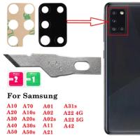 2set For Samsung Galaxy A10 20 30 40 50 70 A10S A20S A30S A50S A01 A02 A02S A11 A12 A21 A22 A42 Back Camera Glass Lens + Sticker