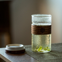 月牙杯過濾泡龍井綠茶專用茶杯高級玻璃杯子錘紋中式個人專用男士