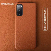 Luxury Business Cover For SAMSUNG S20 FE CASE Litchi Genuine Leather Cases S20Plus S21Ultra Back Cover Coque Shockproof Funda