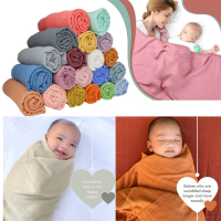 ไม้ไผ่ผ้าฝ้ายมัสลินผ้าห่มทารกสีทึบนุ่มทารกแรกเกิดพันห่อตาข่ายผ้าฝ้ายเด็กวัยหัดเดิน rec. ผ้าห่มเครื่องนอน