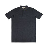 BURBERRY 巴寶莉 灰戰馬LOGO內襯格紋設計純棉POLO衫(男款/深灰)