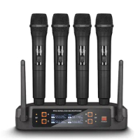 VHF 4Channel Wireless Microphone System, for Singing, Home Karaoke, DJ, Church, Wedding