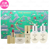 Whoo 后 天氣丹皇家聖誕派對5件組(重生水25ml+重生乳25ml+重生秘帖10ml+光澤霜10ml+護唇膏#玫瑰1.3g)(公司貨)