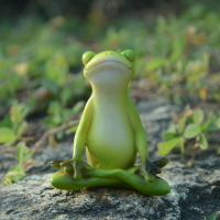 創意打坐青蛙裝飾擺件造景動物樹脂雕塑日本可愛辦公桌禮物情人節