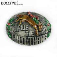 Bullzine wholesale zinc alloy Rodeo belt buckle with pewter finish suitable for 4cm width belt