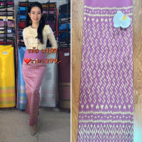 น327 ผ้าถุง ผ้าซิ่น ทอลายเนื้อไหม ลายขอ สีชมพู
