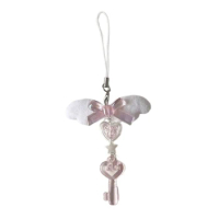 Colorful Beaded Chain Delicate Angel Wing Bowknot Heart Keychain