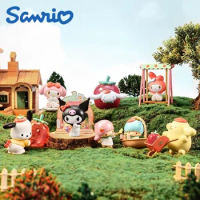 2024 Anime Sanrio Miniso Strawberry Manor Series Blind Box Figures Kulomi Pacha Dog Cinnamon Beauty Dog Decoration Mystery Toys