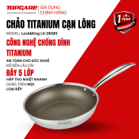 Chảo cạn Titanium LOCK&KING LK-2202 Chống Dính Cao Cấp - Inox 316 An Toàn , Đáy 5 Lớp Liền Khối