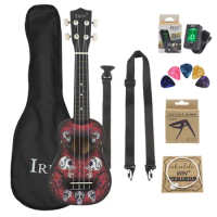 21 Inch Ukulele 4 Strings Hawaiian Guitar Skull Guitarra Ukulele With Bag Strings Tuner Capo Picks Guitar Parts &amp; Accessories