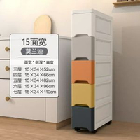 A (15cm 3層)夾縫收納櫃抽屜式廚房縫隙置物架窄邊衛生間儲物櫃  KNY15A莫蘭迪;3層