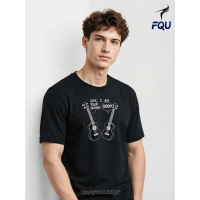 FQU Gitaris Akustik Elektrik Musik Rock Kaos Nostalgia Film Hadiah untuk Keluarga Leher O Lengan Pen