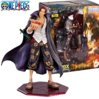 25CM Anime One Piece Portrait Of Pirates Red Hair Shanks Battle Ver GK PVC Action Figure Statue Collectible Model Kids Toys Doll