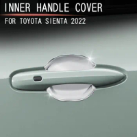 For Toyota Sienta 10 series 2022 2023 Chrome ABS Car Exterior Side Door Bowl Insert Catch Door Bowl Cover Sticker Accessories