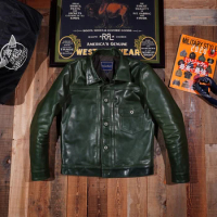 Classic TYPE1 Heavy 506XX Heavy Batik Horseskin Leather Jacket Men's Biker Denim Jacket Short Slim Fit