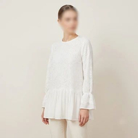 Baju Kurung Modern Peplum Putih Premium / Blouse Tunik Ruffle Muslimah Mewah / Atasan Kondangan All 