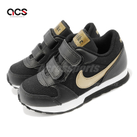 Nike 休閒鞋 MD Runner 2 VTB TDV 童鞋 小童 黑 金 皮革 魔鬼氈 基本款 CJ6926-001
