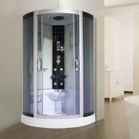 整體淋浴房浴室蒸汽衛生間沐浴房鋼化玻璃洗澡房弧扇形一體式家用