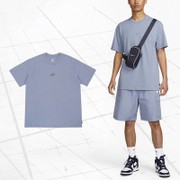 Nike 短袖 NSW Premium Essentials 男款 藍 寬版 落肩 刺繡logo 素T 棉T DO7393-493