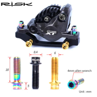 RISK 4pcs M6x18mm Titanium Alloy Disc Brake Fixing Bolts-SL Hollow Clamp XT Screws for MTB Mountain Bike Road Bicycle Parts