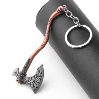 Fashion God of War Ragnarok Kratos Leviathan Axe Keychain PS5 PS4 Video Game Vintage Key Ring Jewelry Gifts