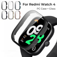 Glass+case for Xiaomi Redmi Watch 4 3, All-Around Screen Protector Hard PC Bumper Tempered Glass for Redmi Watch 3 Active/3 Lite