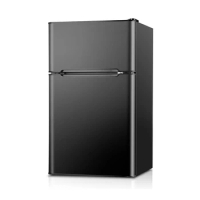Mini Fridge with Freezer, 3.2 Cu.Ft Mini Refrigerator, Dorm Fridge with 2 Door, Food Storage Cooling Drink, Black