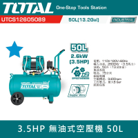 【TOTAL】3.5HP 高效能無油空壓機 50L(插電式打氣機 UTCS12605089)