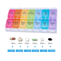 7 Days Pill Storage Box Rainbow Color Travel Pill Case Push button Weekly Medicine Box Plastic Organizer For Small things
