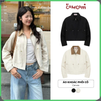 XUE Áo Khoác Canvas Dáng Ngắn 𝑩𝒚𝒄𝒂𝒎𝒄𝒂𝒎 Áo Khoác Phối Cổ Nhung Tăm Basic Unisex Nam Nữ AKHD314