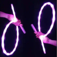 LED Fiber Optic Whip Light 360° Swivel Fiber Optic Whip Multicolor Rechargeable Glowing Whip Sparkle Flow Disco Dance Whips