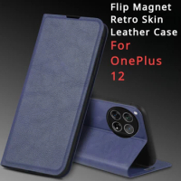 For OnePlus 12 5G OnePlus12 Premium Case Retro Skin Luxury Leather Flip Magnet Auto Closed Cover For OnePlus 12 1+12 Phone Bags