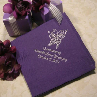 50pcs Quinceanera napkins birthday napkins Mis Quince Mis Quince Anos personalized napkins butterfly design 26 napkin colors