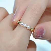 diy配件 S925純銀甜美時尚珍珠戒指空托 手工戒托材料半成品小珠