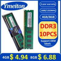 memoriam ddr3 Ymeiton 10PCS ddr3 memory 8gb 1333MHz 1600MHz 4GB 8GB U-DIMM RAM 240Pin 1.5v PC Desktop Memory