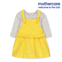 mothercare 專櫃童裝 黃色愛心吊帶裙/背心裙套裝/上衣+吊帶裙 (3-18個月)