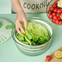 Salad Spinner With Lid Vegetable Washer Dryer Drainer Strainer With Bowl Lettuce Washer And Dryer Easy Draining And Compact
