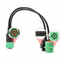 16Pin to 9 Pin Male to Female J1939 Deutsch Truck Adapter 9 Pin to OBD2 Interface Truck Y-Cable Adapter OBDII Y Splitter Truck