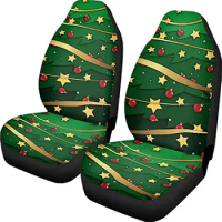 Auto Seat Accessories, Star Christmas Tree Print Car Seat Covers Full Set for Front Seat Only, SUV Truck Sedan Van Univ