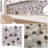 Easytiles Hexagon Wall Stickers Tiles Peel and Stick 3D Marble Surface Kitchen Water&amp;Oil Proof Self-adhesive Wallpapers Wall Art
