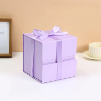 New simple ribbon gift box, foldable packaging box, can be used for packaging cosmetics, birthday gi